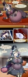 alternate_version_available arete_(fire_emblem) azura_(fire_emblem) big_belly blue_eyes blue_hair bodystocking bone_bulge breast_expansion comic corrin_(fire_emblem) cutaway dark55321 dialogue dragonstone english_text female_focus female_only fire_emblem fire_emblem_fates fire_emblem_heroes implied_vore lipstick looking_aside looking_down makeup post_vore sequence short_hair stomach stomach_bulge tagme thick_thighs tight_clothing unseen_character vore vore_belly x-ray_view