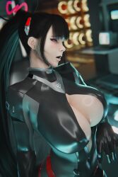 1girls 3d black_hair blender blue_archive image_set light-skinned_female ninjin3d red_eyes rio_(blue_archive)