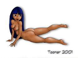 1girls 2001 chel dark-skinned_female dark_skin dreamworks female native_american nipples solo straight_hair text the_road_to_el_dorado tooner white_background