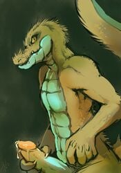 2010 anthro crocodile ejaculation erection furry furry_only male male_only masturbation nude penis precum purplekecleon reptile scalie side_view solo