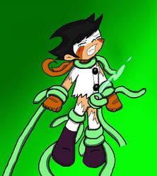 black_hair chiro gradient_background green_background green_theme jinmay super_robot_monkey_team_hyperforce_go! tagme tentacle tentaclejob