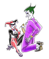 1boy 1girls batman:_the_animated_series batman_(series) big_breasts bodysuit cameltoe dc_comics dcau dennis_clark erect_nipples_under_clothes erection female gag harley_quinn harley_quinn_(classic) jack_in_the_box jack_in_the_box_(toy) male penis penis_with_face straight the_joker unusual_genitalia unusual_penis what where_is_your_god_now