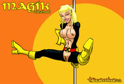 1girls 2003 blonde_hair blue_eyes breasts female female_only long_hair magik_(illyana_rasputin) marvel marvel_comics mutant new_mutants nipples nudity pole pole_dancing pussy solo straight_hair stripper_pole superheroine the_drunken_monk vagina x-men