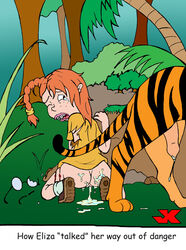 after_rape after_sex blood braces clothing color comic_sans cum cum_drip cum_inside cum_on_ass cum_pool eliza_thornberry freckles hair interspecies jk penis rape tears teeth tiger torn_clothes wild_thornberrys zoophilia