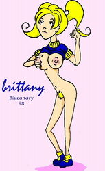 1990s 1998 20th_century areolae blonde_hair blucanary brittany_taylor clothing daria large_breasts pink_background pubic_hair tagme