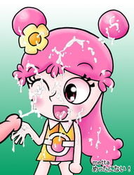 ami_onuki cartoon_network cum cum_in_mouth cum_on_body cum_on_face ejaculation gradient_background green_background hi_hi_puffy_amiyumi metta-ni-nai metta_ni_nai partial_male pink_hair white_background