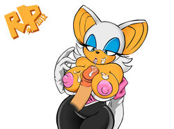 anthro areola bat big_breasts blue_eyes breasts cum cum_on_breasts cum_on_face disembodied_penis erect_nipples erection female hair male nipples orgasm paizuri penis r!p rouge_the_bat sega sex sonic_(series) straight white_hair