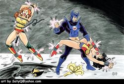 1boy 2005 2girls ball_gag bondage dc_comics depowered doctor_polaris forced gag gagged hawkgirl helpless imminent_rape justice_league lasso_of_truth multiple_subs party_wipe penis pussy rape satyq wonder_woman wonder_woman_(series)