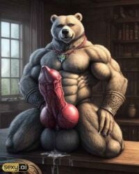 ai_generated anthro anthrofied bear beast huge_cock knotted_penis male monster monster_cock muscular_male werebear