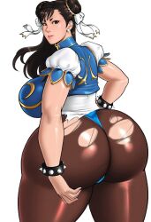 ai_generated big_ass big_butt bubble_butt bunanza_ chun-li hourglass_figure huge_ass huge_breasts presenting_hindquarters ripped_pantyhose street_fighter thick thick_ass thick_thighs