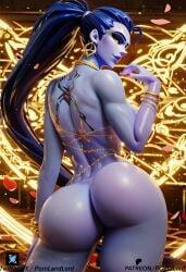 1girls ai_generated amelie_lacroix ass big_ass big_breasts breasts dark-skinned_male female goth goth_girl overwatch overwatch_2 pornlandlord widowmaker