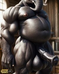 ai_generated anthro elephant elephantid fat fat_male male_only massive_balls massive_belly massive_penis monster monster_cock muscular_anthro tagme