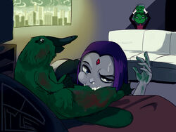 beast_boy bestiality blue_eyes dc dc_comics dcau fellatio female fur mammal monotreme oral platypus rachel_roth raven_(dc) teen_titans zoophilia