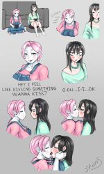 2girls android_girl gaming kissing original_characters stunsetting yuri