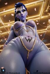 1girls ai_generated amelie_lacroix ass big_ass big_breasts breasts dark-skinned_male female goth goth_girl overwatch overwatch_2 pornlandlord widowmaker