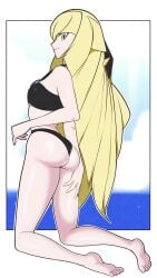 ass beach bikini jeffmiga looking_at_viewer looking_back lusamine_(pokemon) pokemon