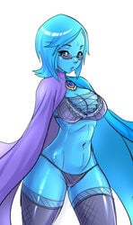 1girls armless bimbofication blue_hair female fi glasses hologram lingerie maniacpaint nerd nerdification nerdy nerdy_female robot robot_girl skyward_sword solo the_legend_of_zelda