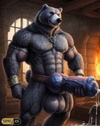 ai_generated anthro anthrofied bear beast huge_cock knotted_penis male monster monster_cock muscular_male werebear