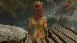 1girls 3d ass baldur's_gate baldur's_gate_3 brown_hair casual dungeons_and_dragons female green_skin lae'zel medium_ass medium_hair naked naked_female nude nude_female nudist pointy_ears screenshot solo solo_female