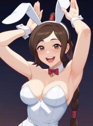 20:27 :d ai_generated alternative_costume animal_ears armpit_blush armpit_pose armpits arms_up avatar_the_last_airbender bangs bowtie braid braided_ponytail breasts brown_eyes brown_hair bunny_ears_gesture bunny_girl bunnysuit cartoon cleavage clothing fake_animal_ears fake_bunny_ears female female_only full_cleavage gradient gradient_background half_body high_ponytail large_breasts leotard long_hair looking_at_viewer low-tied_long_hair navel_visible_through_clothes neckwear no_bra no_watermark open-mouth_smile open_mouth playboy_bunny ponytail red_bowtie red_neckwear sexy_armpits sideboob sidelocks sleeveless_leotard smile smiling_at_viewer smooth_armpits solo stable_diffusion strapless_leotard swept_bangs tied_hair topaz_a.i._gigapixel two-tone_background ty_lee upper_body upscaledhigh_resolution very_high_resolution waist_up white_bunny_ears white_detached_collar white_leotard white_wrist_cuffs