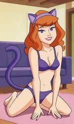 ai_generated ass bigmic145 bra breasts cartoon_network cat_ears cat_tail catgirl daphne_blake daphne_blake_(mystery_incorporated) feet panties red_hair scooby-doo scooby-doo!_mystery_incorporated