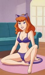 ai_generated ass bigmic145 bra breasts cartoon_network cat_ears cat_tail catgirl daphne_blake daphne_blake_(mystery_incorporated) feet panties red_hair scooby-doo scooby-doo!_mystery_incorporated