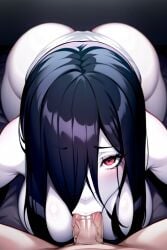 ai_generated awesomeness98778 black_hair blowjob civitai fellatio ghost ghost_girl hair_over_one_eye long_hair looking_at_viewer pale-skinned_female pale_skin penis pixai red_eyes sadako_yamamura tagme yamamura_sadako