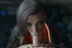 1boy 1boy1girl 1girls 3d 3d_(artwork) big_penis black_nails blowjob blowjob_face cd_projekt_red clothed clothed_female clothed_female_nude_male clothing cyberpunk cyberpunk_2077 eye_contact fellatio fellatio_face female female/male female_focus futuristic_clothing glowing_eyes implants light-skinned_male looking_at_partner looking_at_viewer looking_up male male/female oral oral_sex orange_eyes penis penis_in_mouth pov pov_blowjob pov_eye_contact sex syphe v_(cyberpunk_2077)