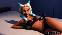 ahsoka_tano ai_generated alien_girl animated belly_button eye_contact full_lips gloves laying_on_bed lifting_shirt lingerie looking_at_viewer lounging no_sound on_model orange_skin seductive_look seductive_smile showing_belly smutgen star_wars tagme togruta video