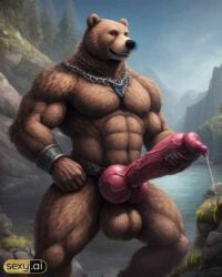 ai_generated anthro anthrofied bear beast huge_cock knotted_penis male monster monster_cock muscular_male werebear