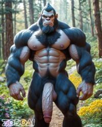 1boy ai_generated balls bara beard big_balls big_muscles big_nipples big_pecs big_penis bigfoot black_fur chest_hair daddy dilf erect_nipples gay hair hairy hairy_chest hairy_male happy_trail helmet huge_balls huge_cock huge_muscles huge_nipples huge_pecs humanoid hunk male male_only muscular muscular_humanoid muscular_male navel nipples nude pecs penis primate pubic_hair sasquatch signature solo zodoai