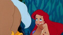 ariel beard big_penis blue_eyes blush chest clothed cum disney erect_penis erection father father_and_daughter finger fingering handjob hands incest king_triton large_penis long_hair mermaid old_man penis precum red_hair seashell_bra smile tail the_little_mermaid