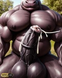 ai_generated bara fat_male furry hippopotamid hippopotamus massive_balls massive_belly massive_penis muscular_anthro