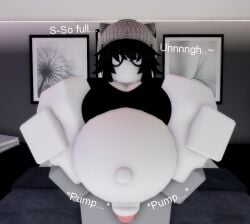 1boys 1futa 3d beanie bed bedroom big_breasts big_penis breasts carrying cum cum_inside cumflated_belly cumflation futanari hat impregnation large_breasts male_on_futa partially_clothed partially_clothed_female pregnant pregnant_female pumping_cum reverse_carry_position roblox roblox_avatar robloxian text thighs white_hair white_skin