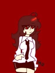 1girls allusions_(roblox_game) item_asylum klevinoroto klevprime long_hair office_lady red_eyes roblox rule_63 tagme