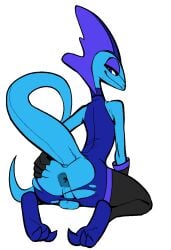 2024 3_toes alpha_channel alternate_color anthro anus ass backsack balls bedroom_eyes big_butt biped blue_body clothing colored eyes_mostly_closed feet femboy generation_8_pokemon genitals gloves hand_on_butt handwear hi_res inteleon leg_warmers legwear long_tail looking_back looking_down male narrowed_eyes nintendo pirpole_haze pokemon pokemon_(species) presenting presenting_anus presenting_hindquarters purple_body purple_eyes raised_tail rear_view seductive simple_background sitting smile solo spread_butt spreading tail thigh_highs toes torn_clothing transparent_background