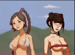 2girls artist_request avatar_legends avatar_the_last_airbender brown_hair duo duo_female duo_focus female female/female female_only fire_nation girls girls_only goth goth_girl gothic mai_(avatar) only_female ty_lee