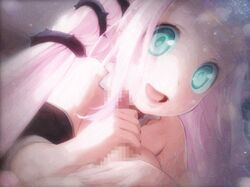 2girls animated areolae bouncing_breasts breasts cum cum_on_breasts ejaculation erection facial fellatio futanari green_eyes hair handjob huge_breasts intersex katerina_(rondo_duo) looking_at_viewer nipples open_mouth oral penis pink_hair rondo_duo tinkle_bell wet