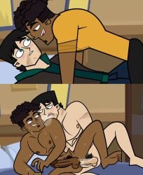 2boys abs accurate_art_style anal anal_sex balls bedroom big_penis black_hair black_skin blush breath clothed clothed_male clothes_removed dark-skinned_male dark_skin disventure_camp feet gay gay_sex half-closed_eyes interracial james_(disventure_camp) james_costa looking_at_another male_only male_pubic_hair motel muscles muscular nipples nose_piercing nude nude_male piercing pubic_hair scar scar_on_face scars sweat tdda19 thomas_reed tom_(disventure_camp) toony yaoi