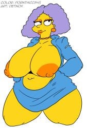 20th_century_studios accurate_art_style big_breasts big_thighs chubby chubby_female colored detnox edit female female_only massive_breasts pornthiccs45 selma_bouvier the_simpsons yellow_body yellow_skin