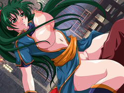 blush bouncing_breasts breasts censored cowgirl_position erect_nipples female fire_emblem fire_emblem:_the_blazing_blade gesshoku green_eyes green_hair long_hair lyn_(fire_emblem) lyndis_(fire_emblem) nintendo nipples ponytail pussy tied_hair