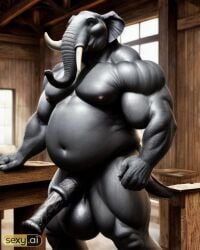 ai_generated anthro elephant elephantid fat fat_male male_only massive_balls massive_belly massive_penis monster monster_cock muscular_anthro tagme