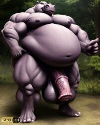 ai_generated anthro fat fat_male hippopotamid hippopotamus male_only massive_balls massive_belly massive_penis monster monster_cock muscular_anthro tagme