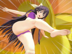 3d 3d_(artwork) ass bikini breasts date_a_live feet female female_only light-skinned_female long_hair purple_eyes purple_hair soles solo solo_female thighs yatogami_tohka