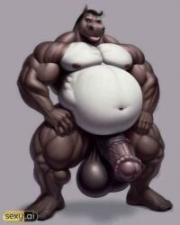 ai_generated anthro fat fat_belly furry genitals hippopotamid hippopotamus huge_balls huge_cock male_only monster monster_cock muscular_male overweight_male