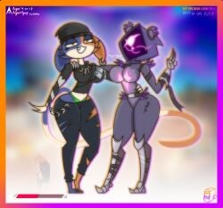 2girls agonywelds angelsagony ass beanie bear big_breasts breasts cat_ears cat_tail catgirl claws curvy fortnite furry furry_female furry_tail glowing_eyes meow_skulls_(fortnite) panties pants_down peace_sign raven_team_leader sharp_teeth smug tail thick_ass thick_thighs thighs thong underwear wide_hips