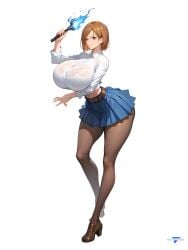 1girls ai_generated big_breasts brown_hair curvy curvy_figure female female_only huge_breasts jujutsu_kaisen kugisaki_nobara marshalperv narrow_waist pervmarshal shirt short_hair skirt solo tagme thick_thighs thighs wet_clothes