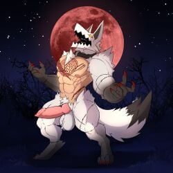 abs animal_genitalia animal_penis balls biceps big_balls big_penis erection male male_nipples male_only muscular_male nipples pecs penis undeadkitty13 werecanid werecanine werewolf wolf