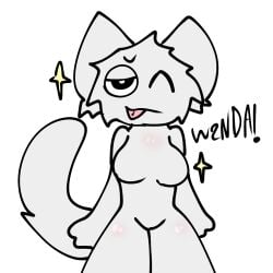 breasts curvy_female female female_only furry furry_female furry_only ibispaintx iforgor136 incredibox no_genitals sprunki staring_at_viewer tagme tongue_out wenda_(sprunki) white_(sprunki) white_background white_body white_pupils white_tail wink winking_at_viewer