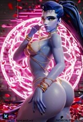 1girls ai_generated amelie_lacroix ass big_ass big_breasts breasts dark-skinned_male female goth goth_girl overwatch overwatch_2 pornlandlord widowmaker